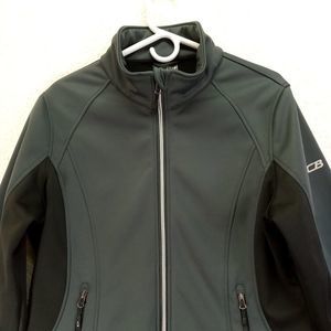 CB Womens Running‎ Jacket Sz XL Fleece Lined Gray Thumb Holes Track Jogging